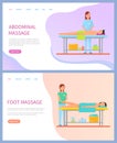 Masseuse Doing Abdominal and Foot Massage Vector