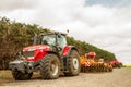 Massey Ferguson 8690 parked up with seed drill