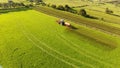 Massey Ferguson 4255 tractor spreading slurry in field Royalty Free Stock Photo