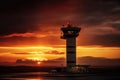 Massive airport watchtower. Generate AI