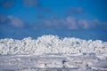 Massive area with huge ice stack in sea. Royalty Free Stock Photo