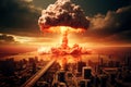 Massive atomic blast engulfs urban area in Third World War