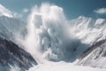 Massive avalanche mountains snow. Generate Ai Royalty Free Stock Photo