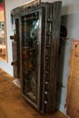 Massive big bank safe door with complex lock mechanism Royalty Free Stock Photo