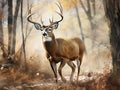 Ai Generated illustration Wildlife Concept of Massive Brow tined Whitetail Buck Royalty Free Stock Photo