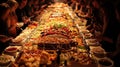 Massive Buffet Table With People Serving Themselves Royalty Free Stock Photo