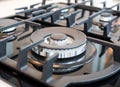 Massive burner of a modern gas stove Royalty Free Stock Photo