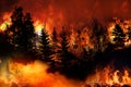 Massive California Apple Fire forcing thousands of people to evacuate their homes, wildfires spreading rapidly, escaping to save Royalty Free Stock Photo