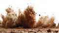 Massive cloud of brown dirt and dust exploding upward Royalty Free Stock Photo