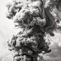 Massive Cloud of Grey Smoke with Knots and Swirls, Background, Texture, or Pattern, Black and White Royalty Free Stock Photo