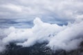 Massive clouds in the mountains. Tatra Mountains with cloudy atmosphere. Beautiful landscape.