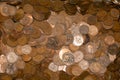 Massive Collection of Old Pre Deciminal Pennies and Half Penny English Coins Royalty Free Stock Photo