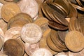 Massive Collection of Old Pre Deciminal Pennies and Half Penny English Coins Royalty Free Stock Photo