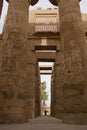 Massive columns inside ancient Egyptian temple complex, Luxor, Egypt Royalty Free Stock Photo