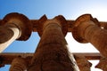 Massive columns at Luxor Temple in Egypt. Royalty Free Stock Photo