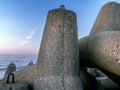 Massive concrete breakwaters Royalty Free Stock Photo
