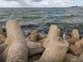 Massive concrete breakwaters Royalty Free Stock Photo