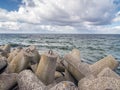 Massive concrete breakwaters Royalty Free Stock Photo