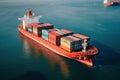 Container ship with cargo containers in the sea Royalty Free Stock Photo