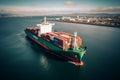 Container ship with cargo containers in the sea Royalty Free Stock Photo