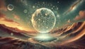 Massive crystalline sphere floating in levitating shards of light that form a dynamic structure, symbolizing the