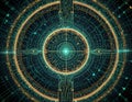 Massive crystalline sphere floating in levitating shards of light that form a dynamic structure, symbolizing the