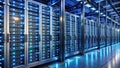 Massive Data Center Infrastructure Sleek Server Racks and CuttingEdge Technology Powering Global Operations Royalty Free Stock Photo