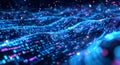 Massive Data Cyber Strings. A 3D illustration featuring wavy lines in an information code field. Data flow cyber concept Royalty Free Stock Photo