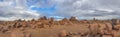 Massive Dolerite Rock Formations at Giant's Playground near Keetmanshoop, Namibia, panorama
