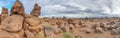 Massive Dolerite Rock Formations at Giant's Playground near Keetmanshoop, Namibia, panorama