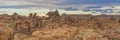 Massive Dolerite Rock Formations at Giant`s Playground near Keetmanshoop, Namibia, panorama