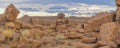 Massive Dolerite Rock Formations at Giant`s Playground near Keetmanshoop, Namibia, panorama