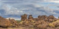 Massive Dolerite Rock Formations at Giant`s Playground near Keetmanshoop, Namibia, panorama