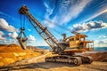 Massive Dragline Excavator Dominates Vast OpenPit Mine a Testament to Modern Mining Engineering Royalty Free Stock Photo