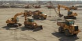 Massive Earth-moving Equipment on a Large Construction Site Royalty Free Stock Photo