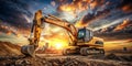 Massive Excavator Carving a Path Through Construction Site Expert Earthmoving Techniques on Display Royalty Free Stock Photo