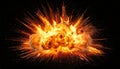 Massive Explosion with Bright Flames and Smoke Creating a Fiery Scene Royalty Free Stock Photo