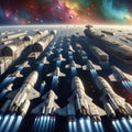 Massive Fleet of Space Ships: AI Crafted Cosmic Armada