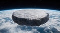 Massive floating rock in space above earth Royalty Free Stock Photo