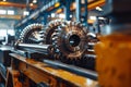 Massive gear structure in industrial setting. Neural network AI generated Royalty Free Stock Photo