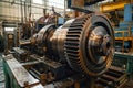 Massive gear structure in industrial setting. Neural network AI generated Royalty Free Stock Photo