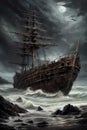 A massive ghost ship with decayed hull