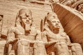 Massive God Statures at Luxor Temple Entrance in Aswan Egypt Royalty Free Stock Photo