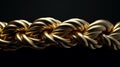 Massive gold braided chain on a dark background. Generative AI