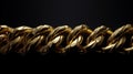 Massive gold braided chain on a dark background. Generative AI