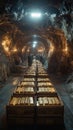Massive Gold Reserves in a Secure Underground Vault Royalty Free Stock Photo