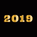 Massive gold shining 2018 numbers isolated on black background.