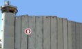 Security separation fence, concrete wall on border. Royalty Free Stock Photo