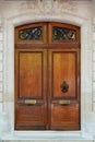 Massive high house wooden door entrance brown classic big wood home gate