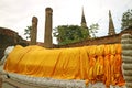 Massive Historic Reclining Buddha Image in Wat Yai Chai Mongkhon, Ayutthaya Historical Park, Thailand Royalty Free Stock Photo
